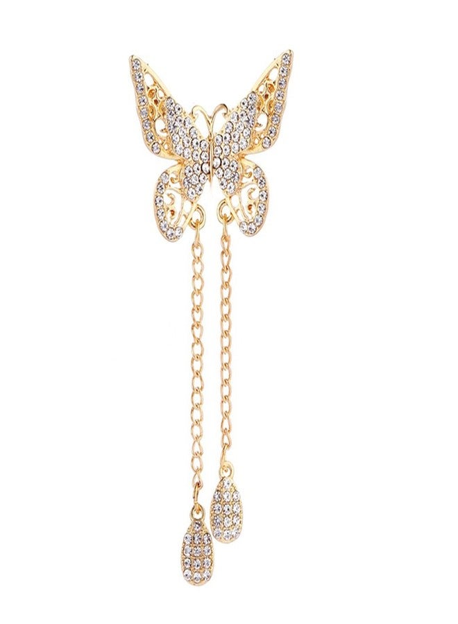 WCRAZYE Butterfly Brooch for Women Animal Insect Butterfly Brooch Pin Fashion Butterfly Rhinestone Brooch Pin Fashion Wedding Jewelry (Gold) - Image 1